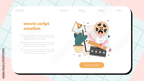 Screenwriter web banner or landing page. Playwright create