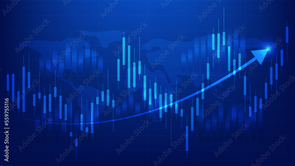Economy and finance background concept. financial business statistics stock market candlesticks and bar chart