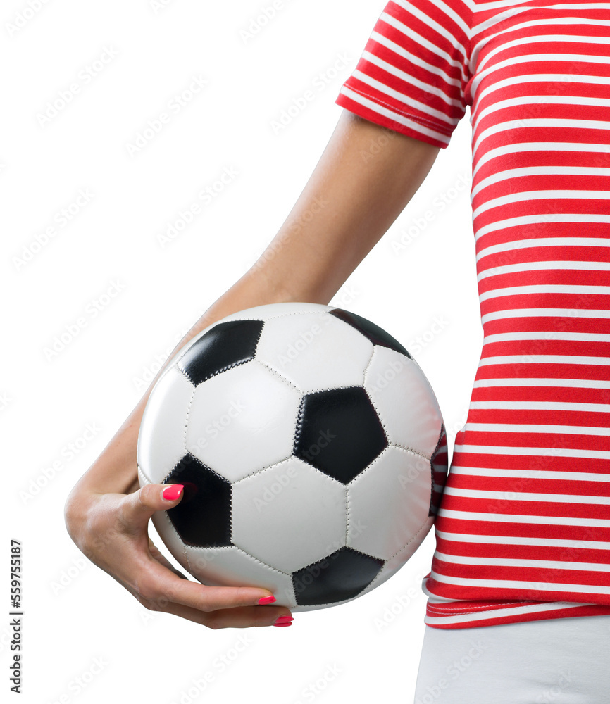 Woman holding a soccer ball Woman holding a soccer ball