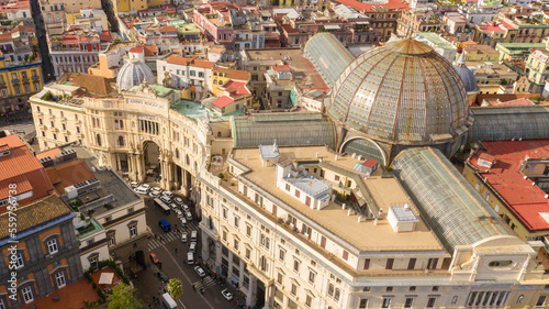 Obraz na plátně Aerial view of Galleria Umberto I, a public shopping gallery in Naples, Italy