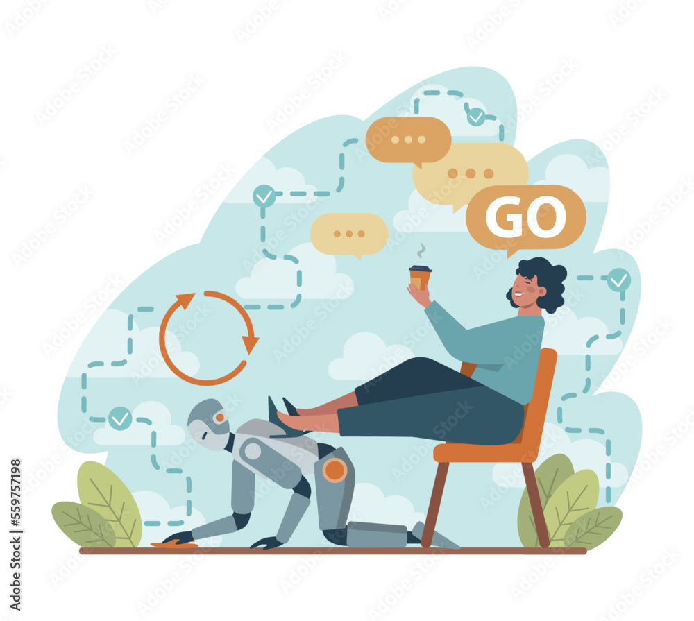 Robot concept. Artificial intelligence and human synergy. Robot for people Robot concept. Artificial intelligence and human synergy. Robot for people