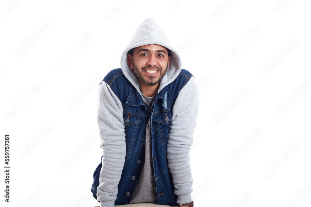Handsome young male laughing out loud at funny meme he found on internet, smiling broadly, showing his white straight teeth. Positive human facial expressions and emotions, white background isolated . Handsome young male laughing out loud at funny meme he found on internet, smiling broadly, showing his white straight teeth. Positive human facial expressions and emotions, white background isolated .