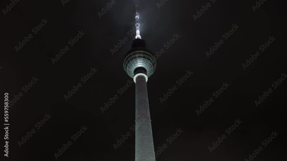 The iconic 368m tall Berlin TV tower, Berliner Fernsehturm Germany, has ...