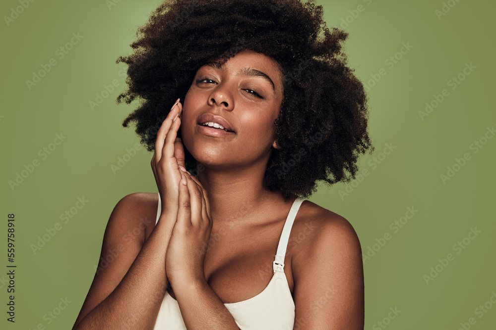 African American female touching hands African American female touching hands