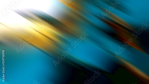 Blue background with refraction golden lights. Abstract overlay blue background. 