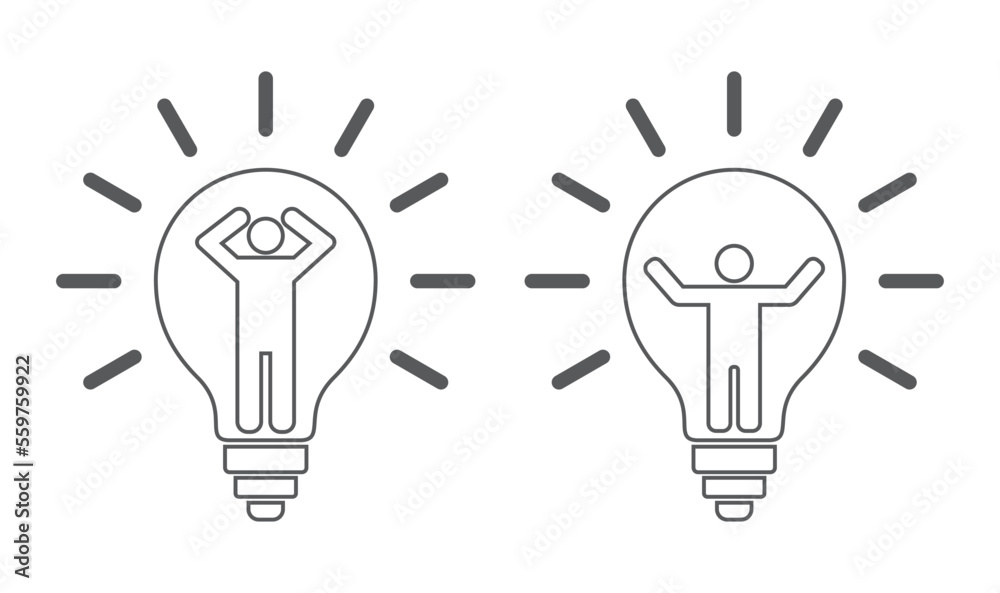 Lightbulb with person hands up Lightbulb with person hands up