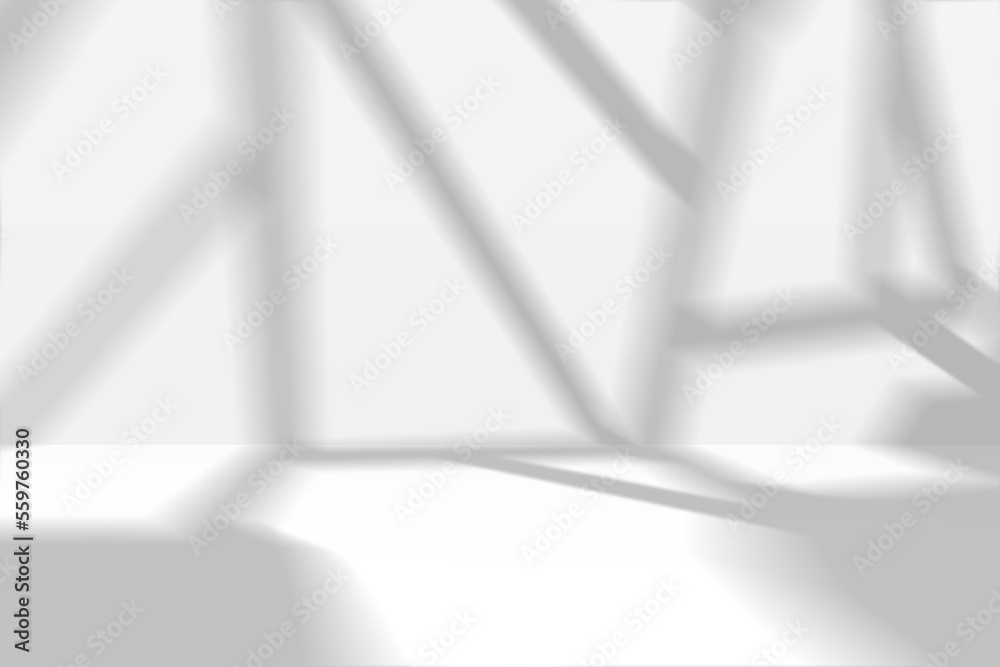 White background for product presentation with shadow and light from the window.