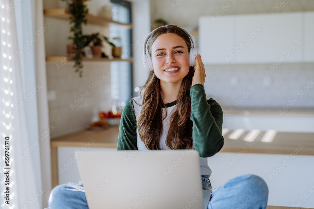 Young woman having homeoffice in her apartment. Young woman having homeoffice in her apartment.
