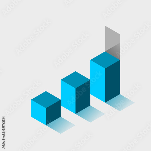 Blue stairs with an open door. Chance and opportunity concept. Steps toward achievement. Staircase to personal development. Infographic design element with three steps. Vector illustration  isometric