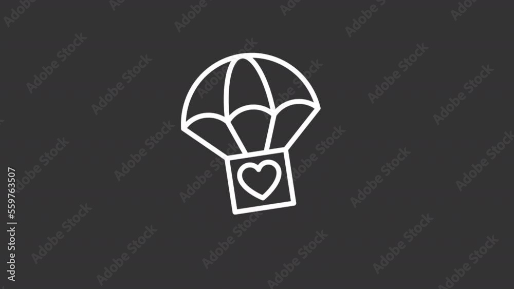 Animated aid white line icon. Disaster relief. Charitable, humanitarian program. Welfare. Seamless loop HD video with alpha channel on transparent background. Motion graphic design for night mode