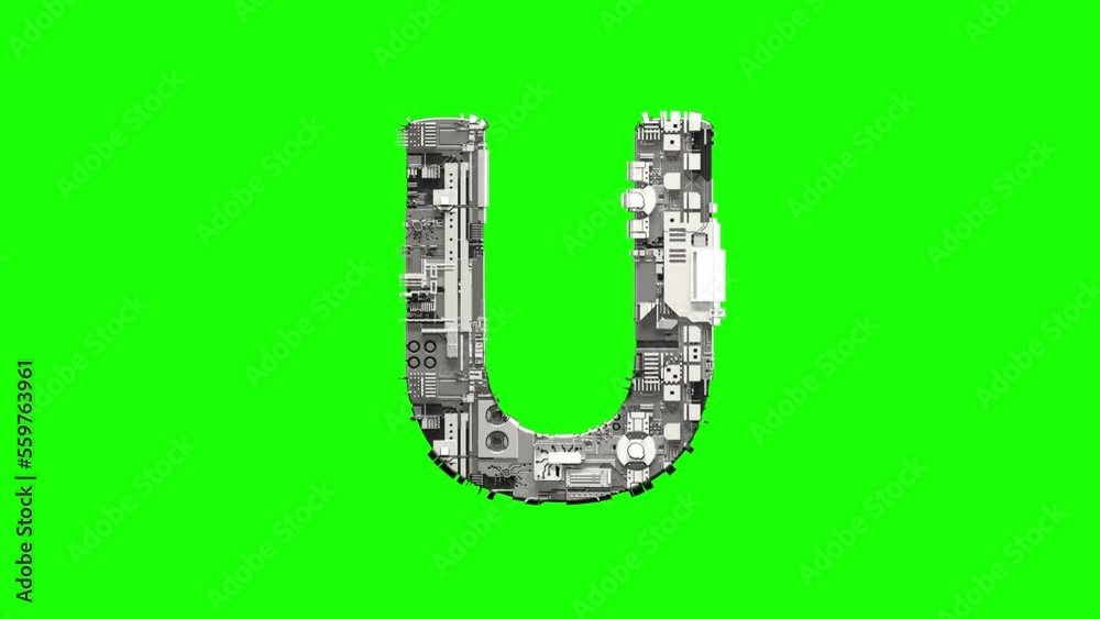 letter U - glowing innovation hi-tech cyber font, isolated - loop video letter U - glowing innovation hi-tech cyber font, isolated - loop video