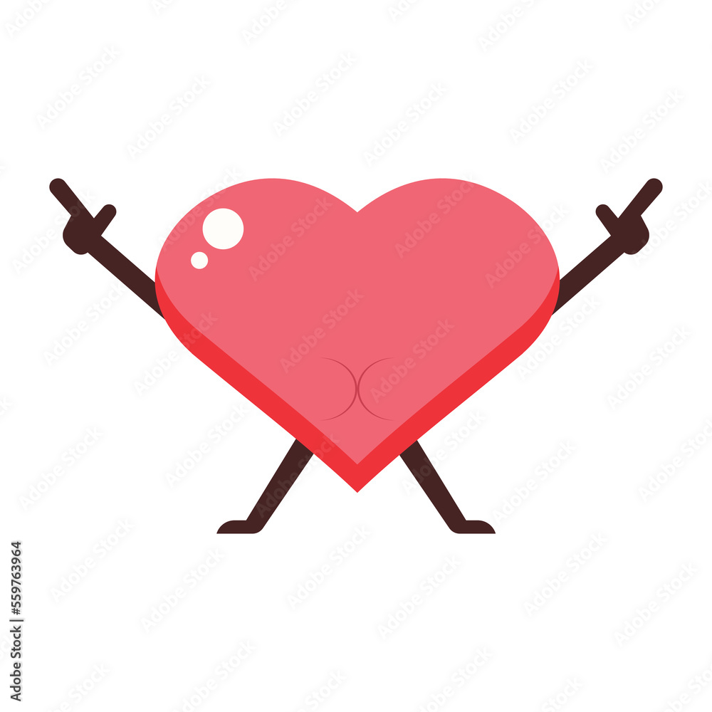 Cartoon heart character.  Cute love symbols with face