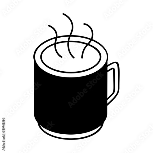 Hot Cocktails Concept, Ceramic Snowflakes Printed Mug Vector isometric Icon Design, Winter Season activities Symbol, Coldest Weather Sign, Snow and frost Stock Illustration