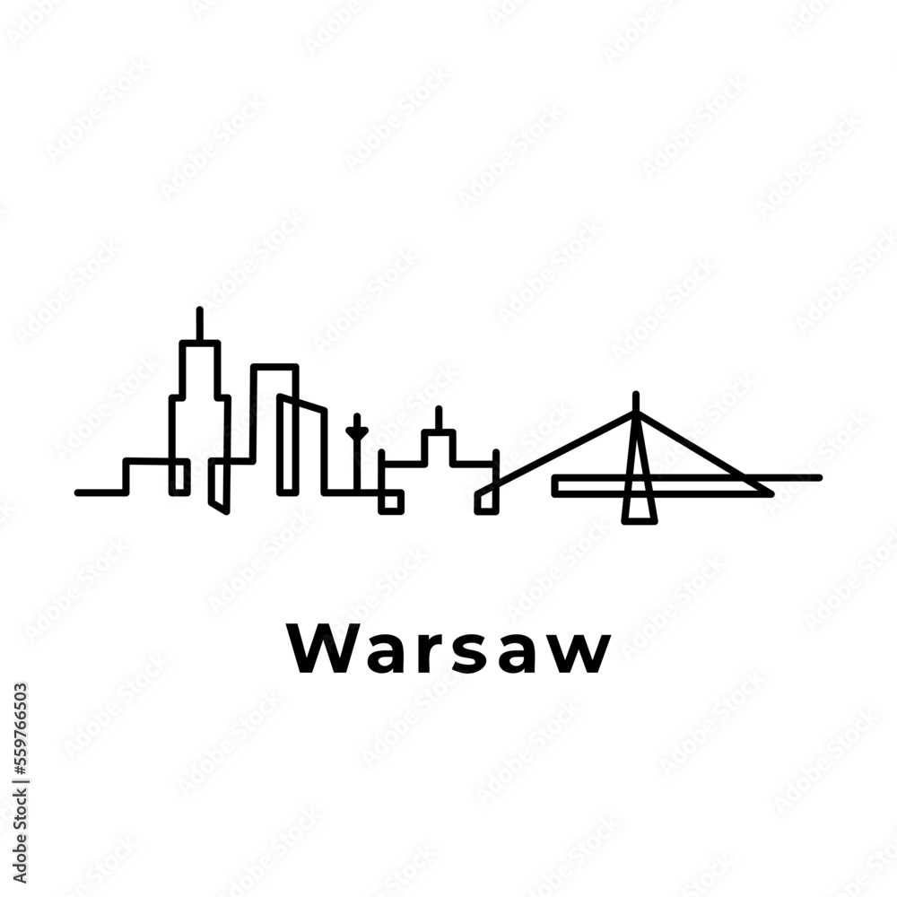 Warsaw city vector oneline