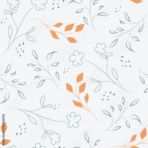 pretty botanical hand drawn seamless pattern and fabrics © Febiana
