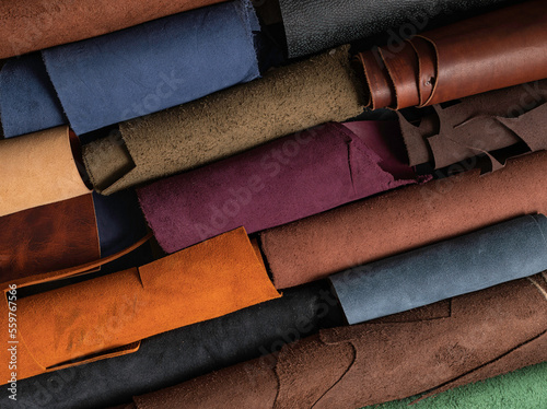Photographie Pieces of the colored leathers