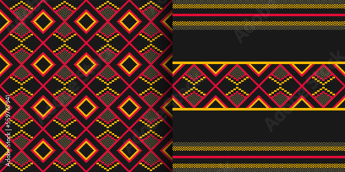 Textile fashion African print. Tribal seamless pattern. Cloth Kente. Geometric design.