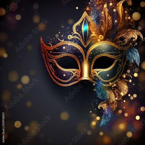 carnival mask on a black background, Generative AI  © Tahsin