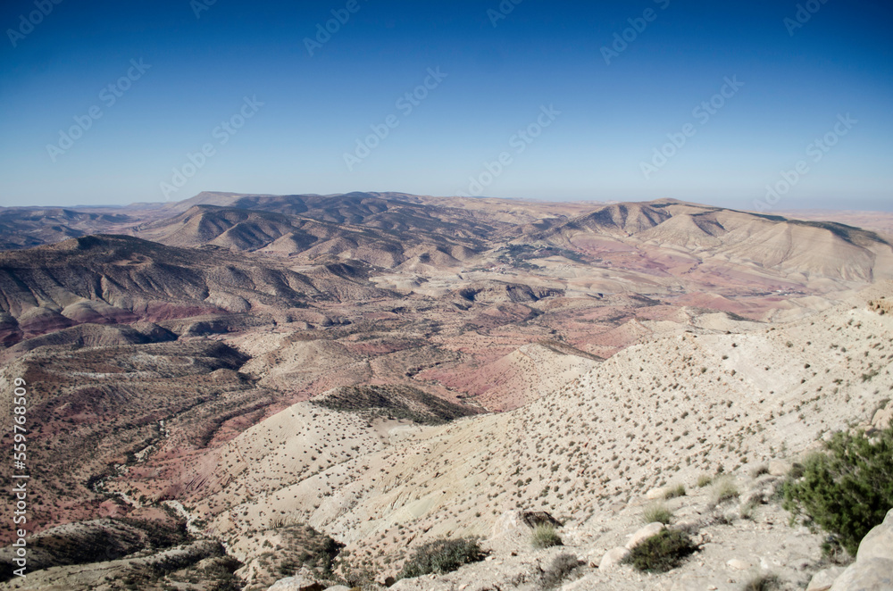 Naklejka premium Nice views, great nature, and beauty landscape, large valleys between rivers, wild forest, background beautiful place and magic nature, from -high Atlas- Mountains in morocco.