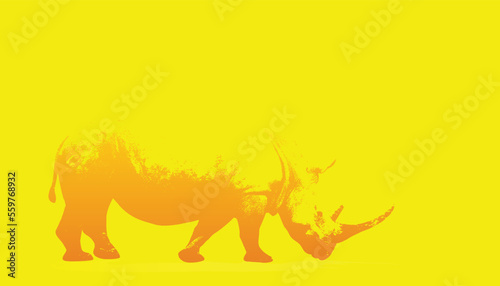 Vector rhino silhouette side view for logo  vintage design Isolated on white background. Vector illustration of a silhouette of a standing.