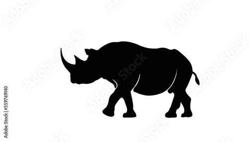 Silhouette vector illustration of standing rhinoceros Rhino view for logo Rhino Vector illustration © SIRAPOB