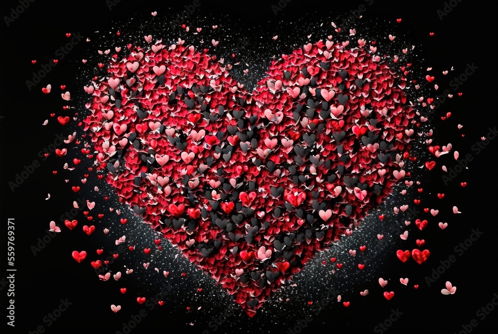 Heart background. Red heart on black background. Valentines Day. Love. Poster St. Valentine's Day. Generate AI. Heart background. Red heart on black background. Valentines Day. Love. Poster St. Valentine's Day. Generate AI.