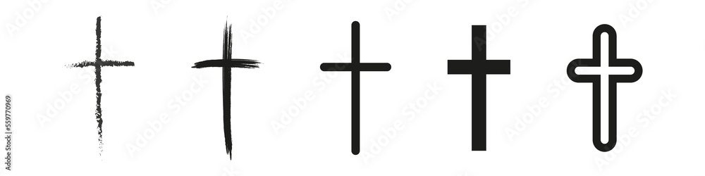 Cross, great religion logo for any purposes. Set of christian cross illustration.