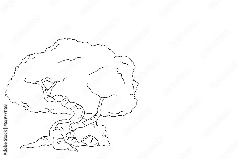 tree sketch illustration, coloring book design tree sketch illustration, coloring book design