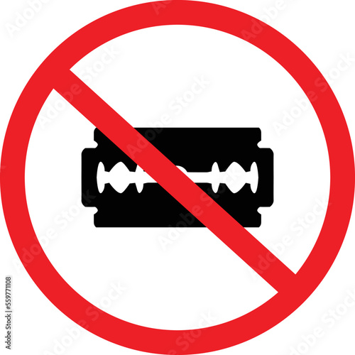 Razor blade icon on white background. forbidden to use shaving sign. shaver moustache symbol. flat style.