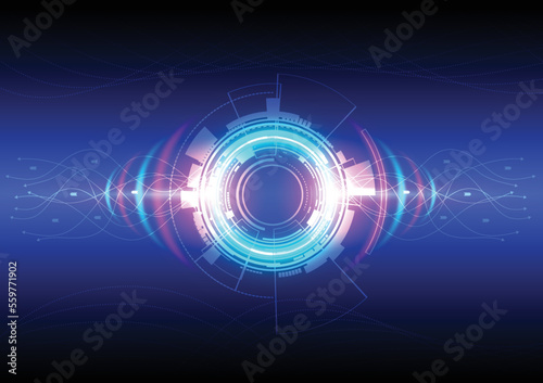 Hi-tech abstract technology background.Tech circle and technology background.Cyber security communication concept with circuit board.