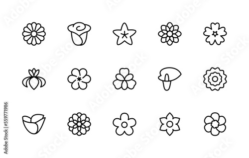 Tela Vector set linear icons of flowers