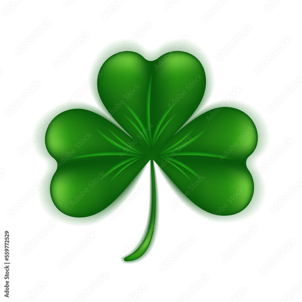 St. Patrick's Day shamrock symbol of good luck. Green clover 3d isolated on white background. Herbal plant in cartoon style. Vector illustration. St. Patrick's Day shamrock symbol of good luck. Green clover 3d isolated on white background. Herbal plant in cartoon style. Vector illustration.