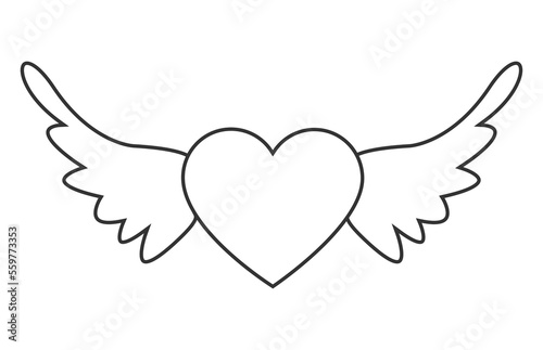 Heart with wings icon.Vector illustration isolated on white background.Eps 10.