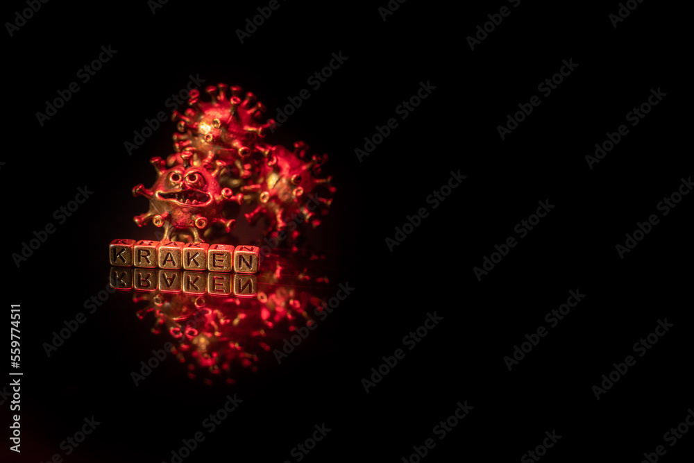 Kraken virus, mutation omicron XBB.1.5. 2023 year, New variant of coronavirus. Kraken Virus, New strain of COVID is coming. Medical health concept. Selective soft focus Kraken virus, mutation omicron XBB.1.5. 2023 year, New variant of coronavirus. Kraken Virus, New strain of COVID is coming. Medical health concept. Selective soft focus