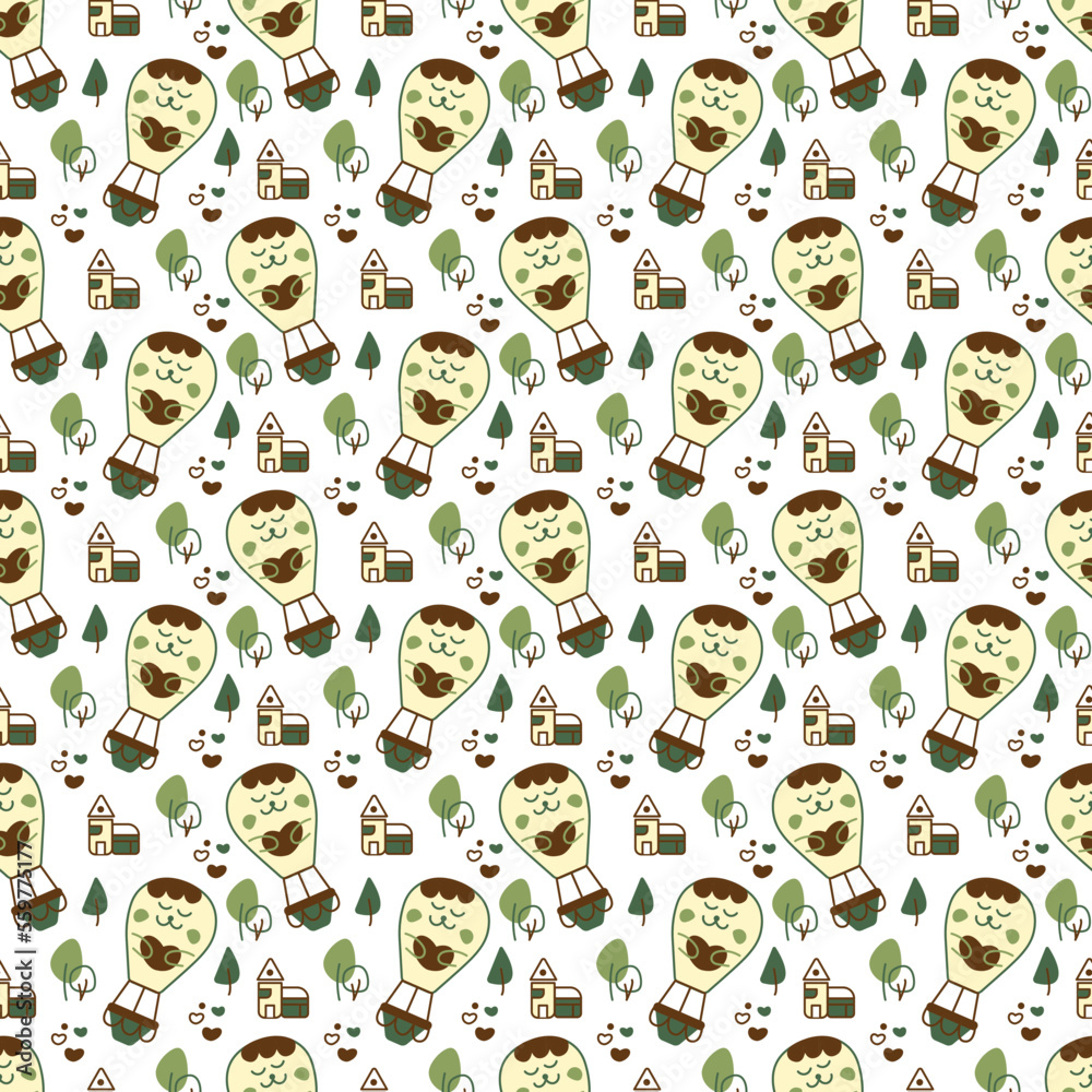 Aerostat pattern1. Seamless pattern with cute aerostat character. Doodle cartoon color vector illustration. Aerostat pattern1. Seamless pattern with cute aerostat character. Doodle cartoon color vector illustration.