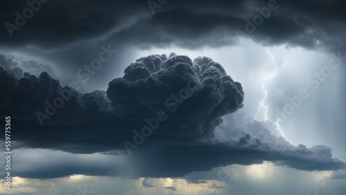 Obraz na płótnie The movement of dark skies and black clouds with rainstorms.