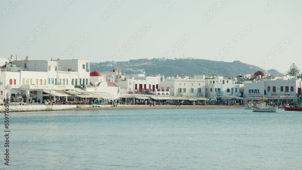 Buildings along the old port of Chora, Mykonos, Greece Buildings along the old port of Chora, Mykonos, Greece