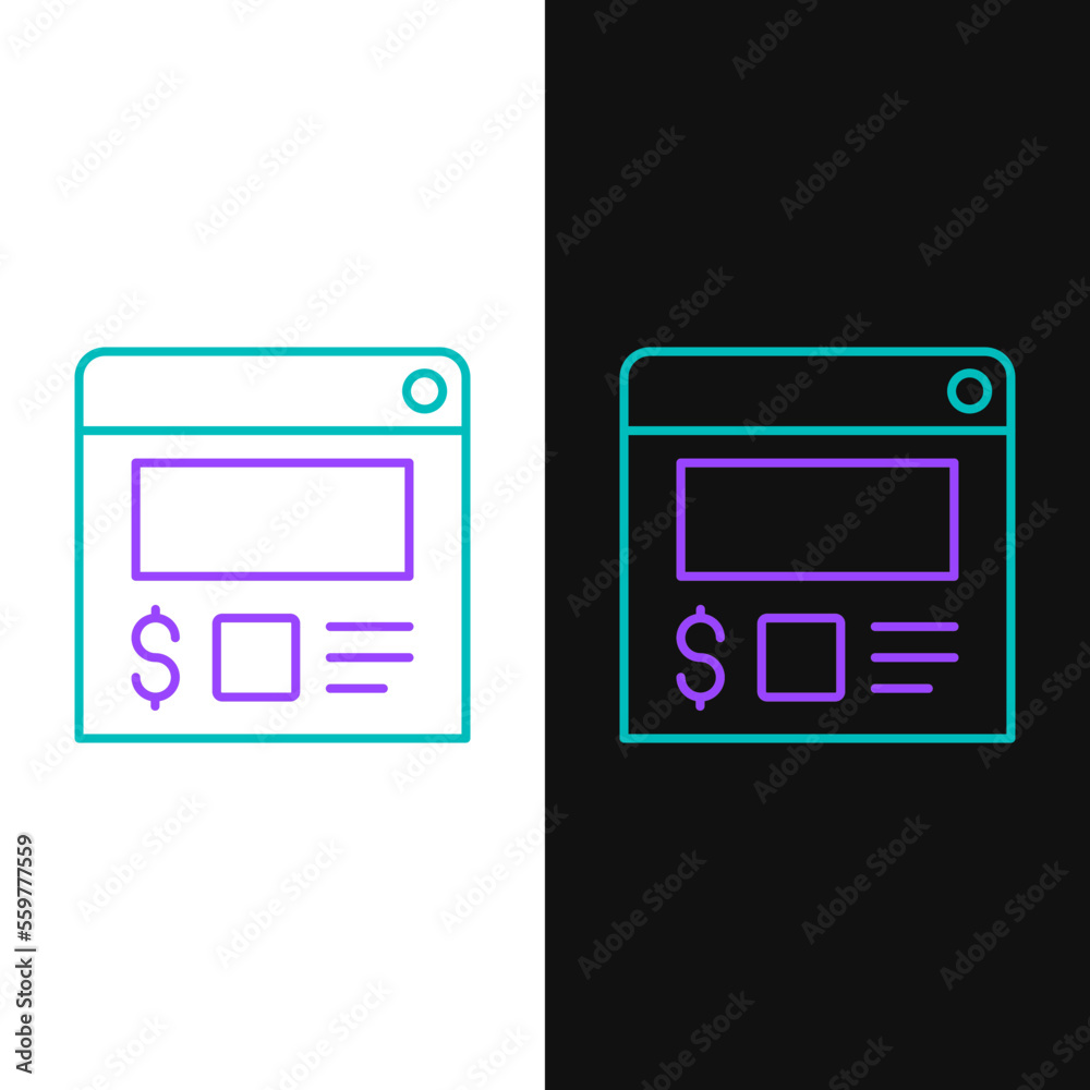 Line Online ordering and food delivery icon isolated on white and black background. Colorful outline concept. Vector Line Online ordering and food delivery icon isolated on white and black background. Colorful outline concept. Vector