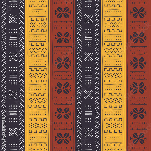 Tribal seamless pattern. Traditional African mud cloth, bogolan.
