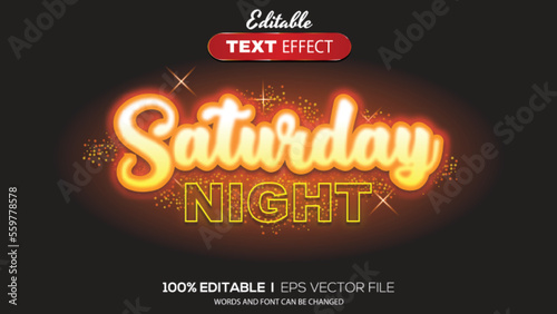 3d editable text effect spicy saturday night theme photo