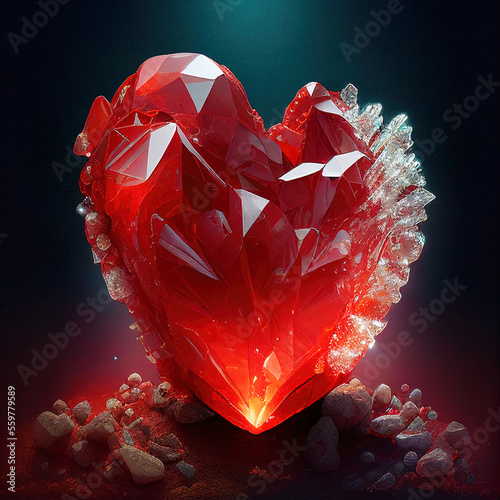 A heart made of crystals, symbol of love