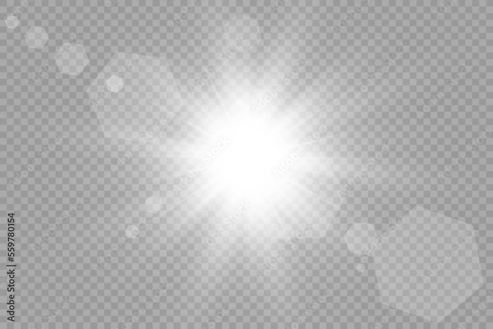 Special lens flash, light effect. The flash flashes rays and searchlight. illust.White glowing light. Beautiful star Light from the rays. The sun is backlit. Bright beautiful star. Sunlight. Glare. Special lens flash, light effect. The flash flashes rays and searchlight. illust.White glowing light. Beautiful star Light from the rays. The sun is backlit. Bright beautiful star. Sunlight. Glare.