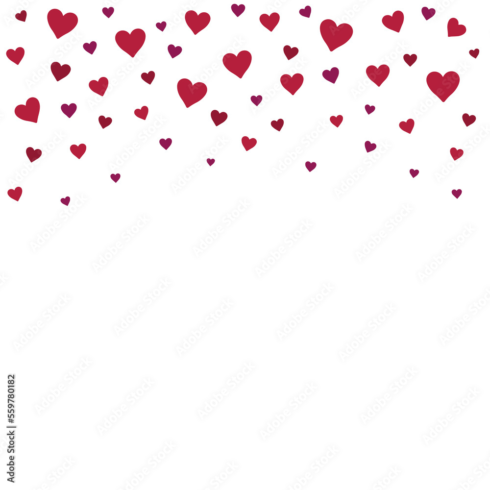 red hearts frame on white background vector flat illustration