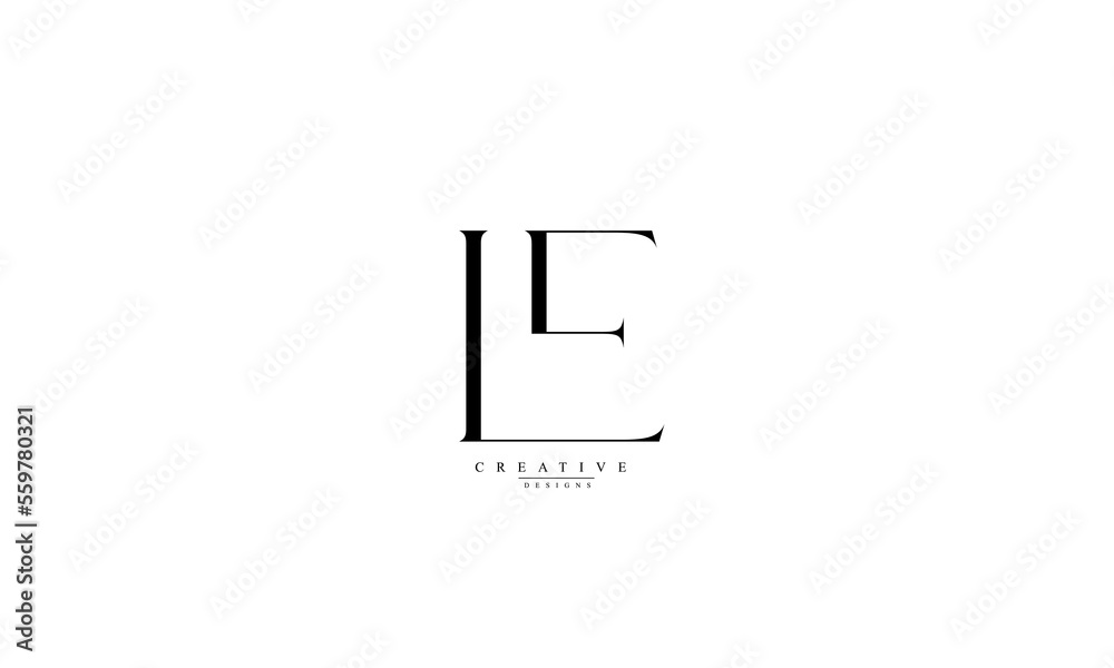 Alphabet letters Initials Monogram logo LE EL L E - obrazy, fototapety, plakaty 