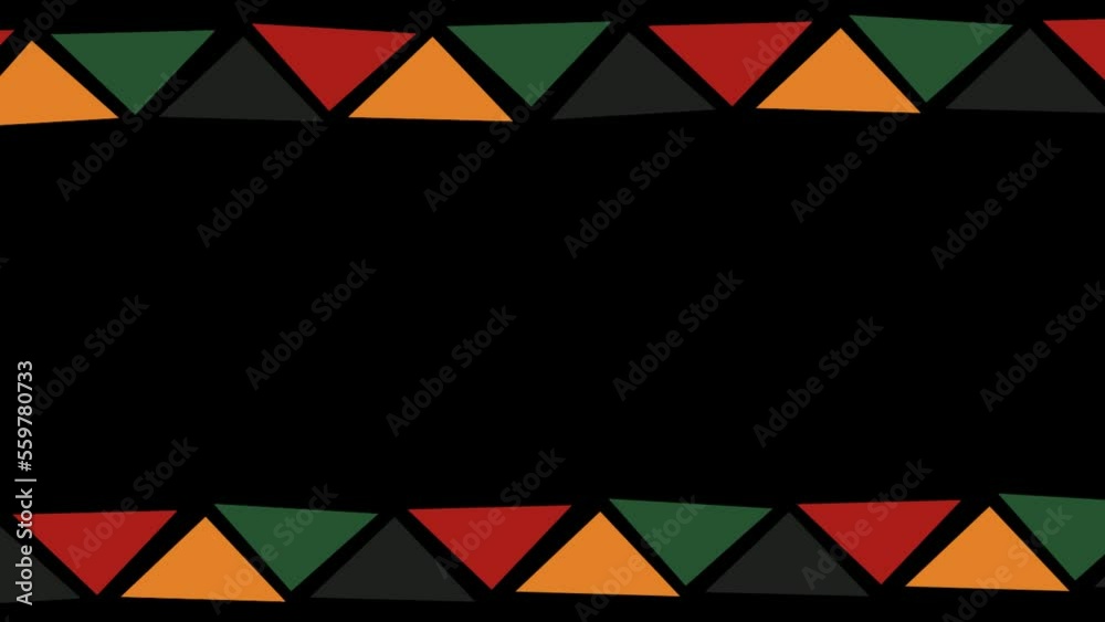 Black History Month border and frame Animation,Black History Month animated frame for video editing,Juneteenth 4k transparent frame ,colorful cinematic frame border Seamless Looping Motion.