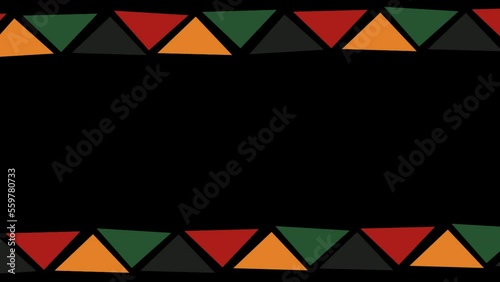Black History Month border and frame Animation,Black History Month animated frame for video editing,Juneteenth 4k transparent frame ,colorful cinematic frame border Seamless Looping Motion.