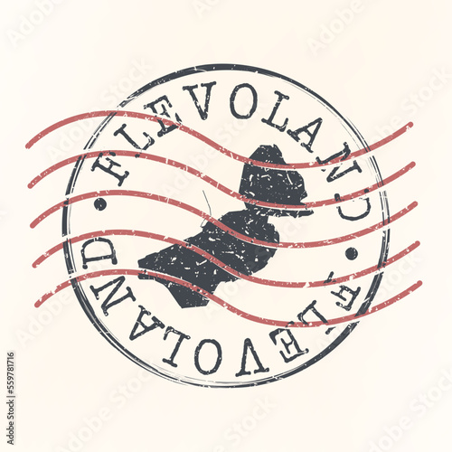 Flevoland, Netherlands Stamp Map Postal. Silhouette. Passport Round Design. Vector Icon. Design Retro Travel National Symbol. photo