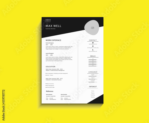 clean modern resume or cv template vector  eps and editable