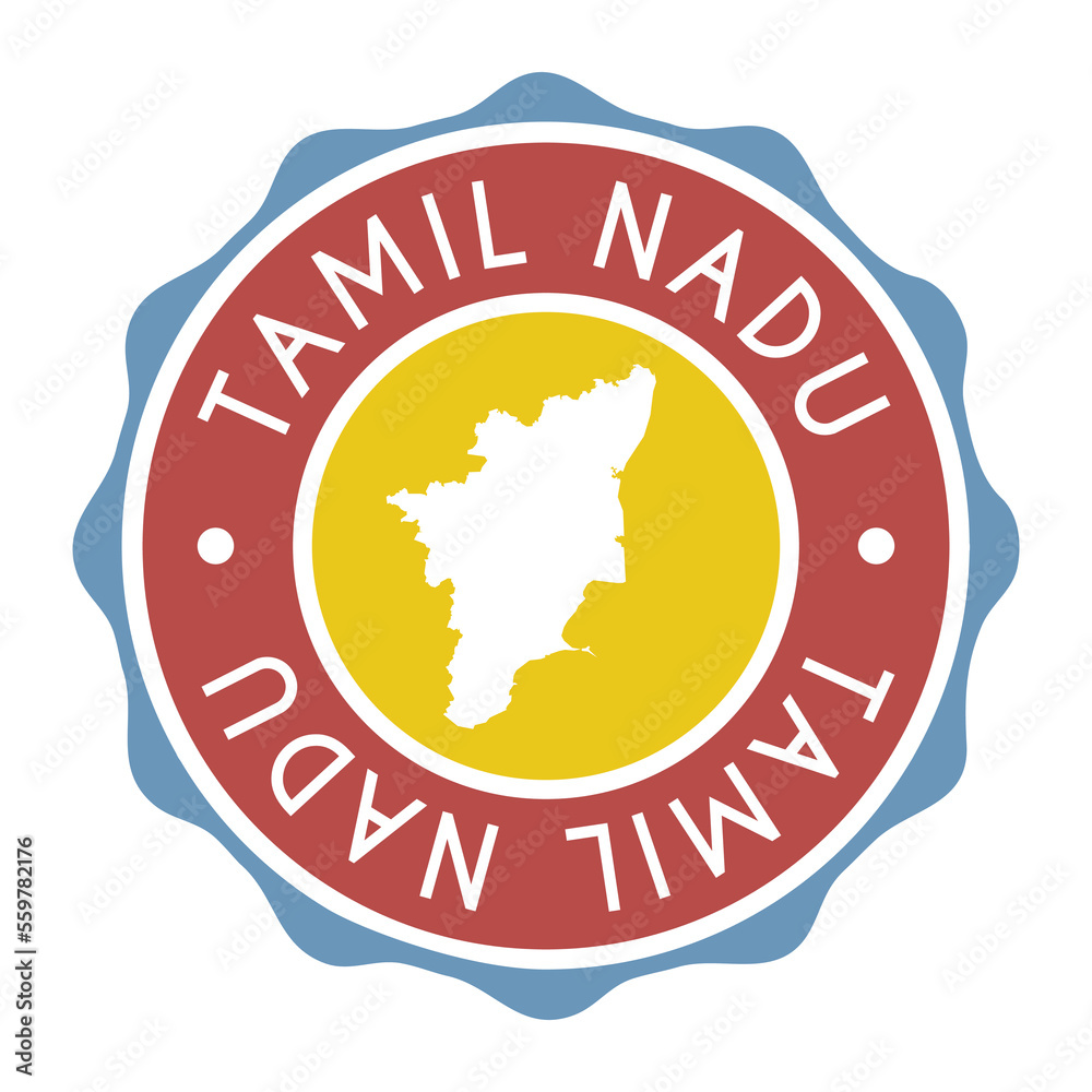 Tamil Nadu, India Badge Map Vector Seal Vector Sign. National Symbol