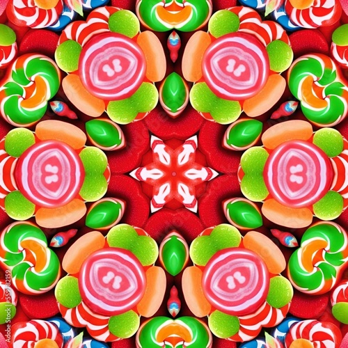 A colorful kaleidoscope with all the colors of the rainbow. Geometric spectacular mosaic background.